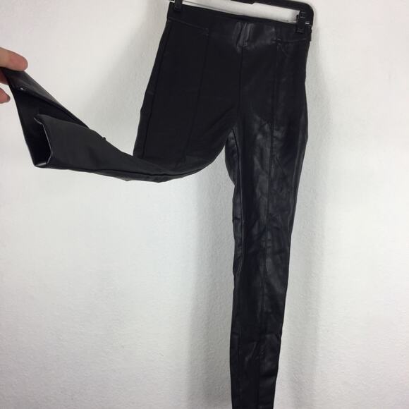 Zara Black Faux Leather High Waist Skinny Ankle Zip Leggings Small - Picture 11 of 14